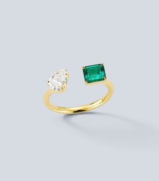 Jemma Wynne + Prive Diamond and Emerald Open Ring