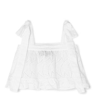 Paper London + Emely Cropped Ruffled Broderie Anglaise Cotton Top