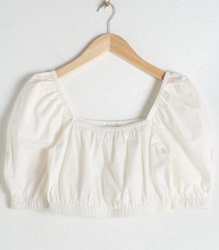& Other Stories + Puff Sleeve Cotton Crop Top