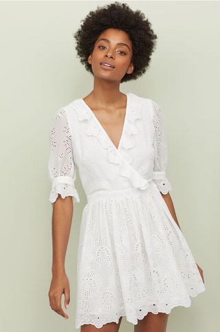 H&M + Ruffled Dress with Embroidery