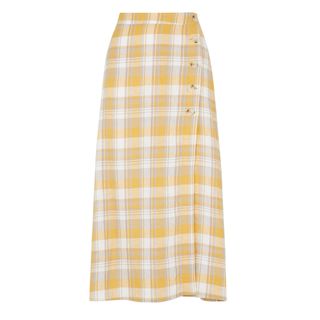 New Look + Yellow Check Midi Skirt