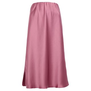 Nanushka + Zarina Dusky Pink Satin Midi Skirt