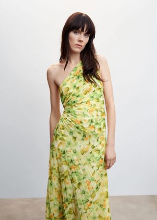 Mango + Asymmetrical Pleated Dress