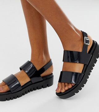 ASOS Design + Wide Fit Fadey Chunky Jelly Flat Sandals