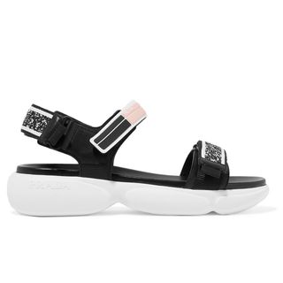 Prada + Cloudbust Logo-Embossed Rubber and Canvas-Trimmed Leather Sandals