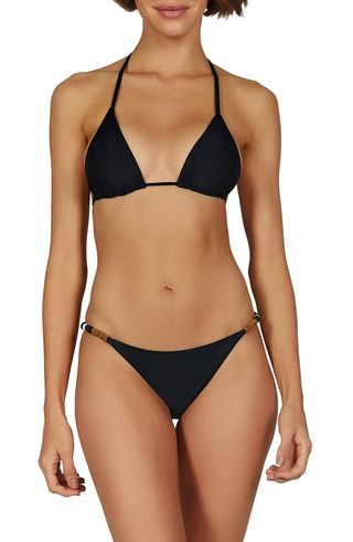 Vix Swimwear + Ella Beaded Side Solid Bikini Bottom