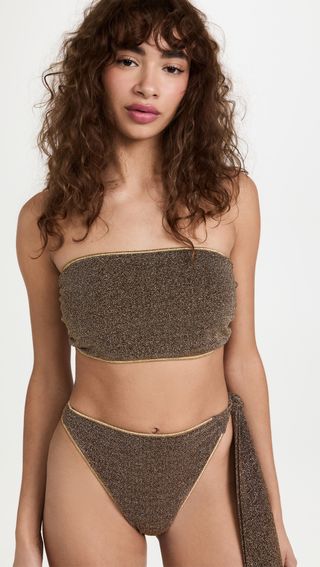 Oseree + Metallic Knotted Two Piece Swimsuit