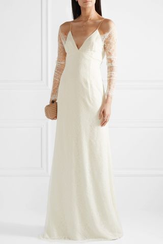 Danielle Frankel + Could Shoulder Chantilly Lace and Chiffon Gown