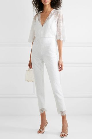 Cushnie + Cropped Lace Jumpsuit