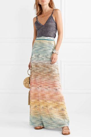 Missoni + Metallic Crochet-Knit Maxi Skirt
