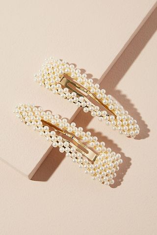 Anthropologie + Set of Two Faux Pearl-Embellished Hair Clips