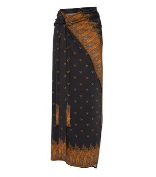 Paco Rabanne + Tie-Detailed Printed Satin Sarong Skirt