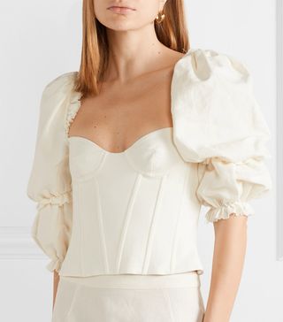 Brock Collection + Cotton and Linen-Blend Bustier Top