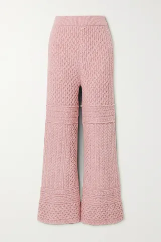 Nanushka + Fina Cable-Knit Wide-Leg Pants