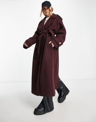 ASOS + Tall Formal Trench Coat in Oxblood