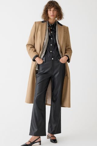 J.Crew + Tall Slim Wide-Leg Pant in Faux Leather