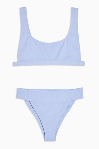 Topshop + Blue Crinkle Bikini Set