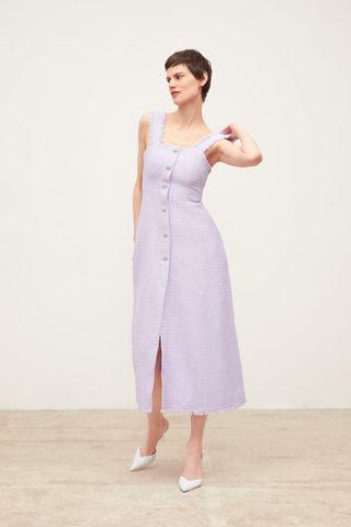 Zara + Tweed Dress With Gemstone Buttons