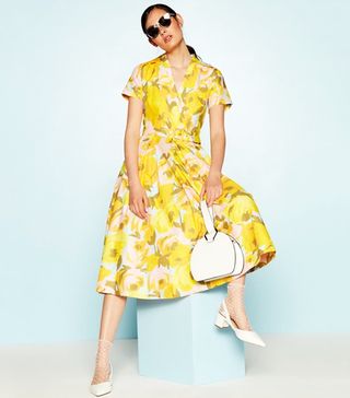 Debenhams x Richard Quinn + Yellow Floral Print Linen and Cotton 'Amalfi' Midi Sundress