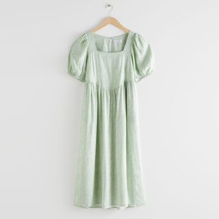 & Other Stories + Square Neck Puff Sleeve Midi Dress