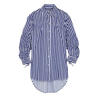 Current/Elliott + Striped Ruched Cotton Shirt