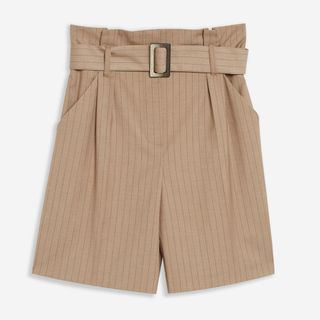 Topshop + Camel Pinstripe Shorts