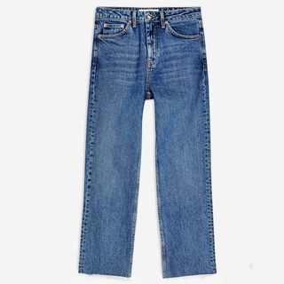 Topshop + Mid-Stone Raw Hem Jeans