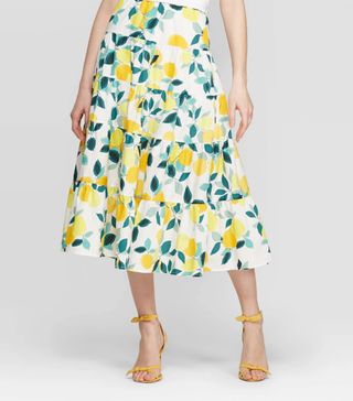 Who What Wear x Target + Mid-Rise Blocked A Line Skirt
