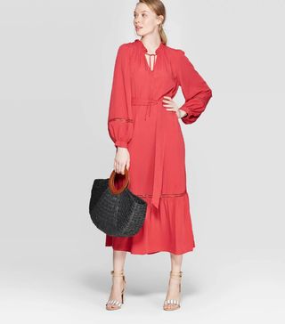 Who What Wear x Target + Full Sleeve Trim Maxi Dress