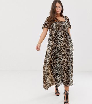 ASOS Curve + Animal-Print Shirred Dress