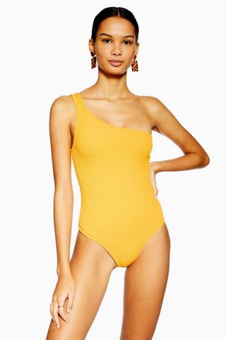 Topshop + Orange One Shoulder Swimsuit