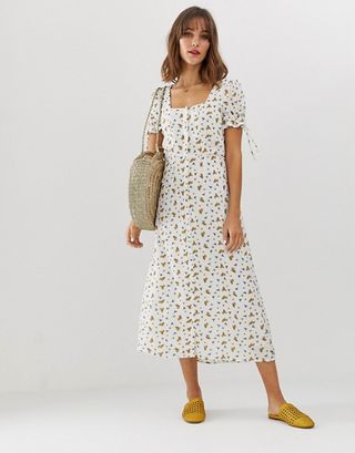 Vero Moda + Square Neck Ditsy Floral Maxi Tea Dress