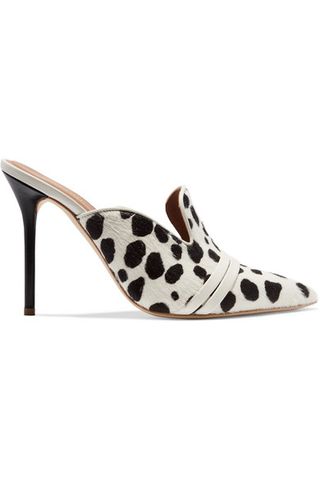 Malone Souliers + Hayley 100 Leather-Trimmed Animal-Print Calf Hair Mules