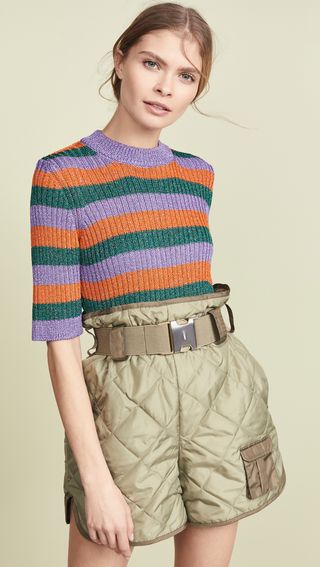 Ganni + Striped Knit Top