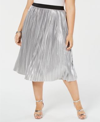 I.N.C. + Plus Size Metallic Pleated Skirt