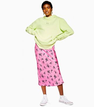 Topshop + Floral Satin Bias Midi Skirt
