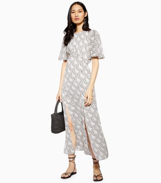 Topshop + Austin Star Print Angel Sleeve Midi Dress