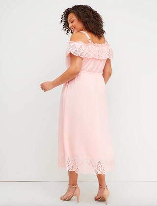 Lane Bryant + Eyelet Trim Off-the-Shoulder Dress