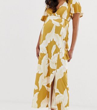 ASOS + Maternity Floral Flutter Sleeve Maxi Dress