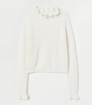 H&M + Frill-Trimmed Knitted Jumper