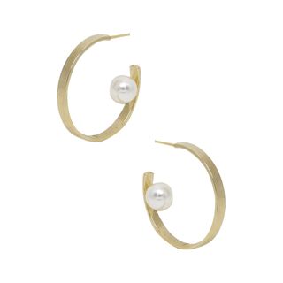 Ettika + Imitation Pearl Hoop Earrings