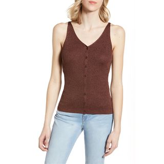 Lou & Grey + V-Neck Button Sweater Camisole