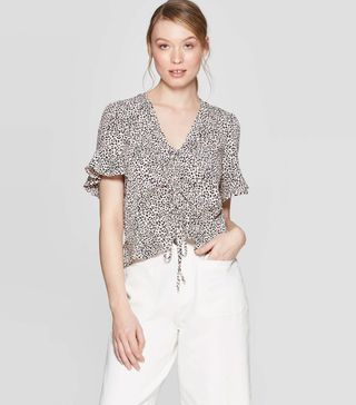 Who What Wear x Target + Leopard Print Short Sleeve Top