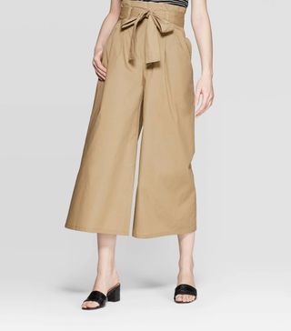 Who What Wear x Target + Tie Front Cropped Wide Leg Pants