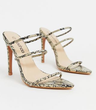 Boohoo + Strappy Heeled Sandals in Snake