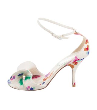 Chanel + Floral Ankle Strap Sandals