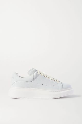 Alexander McQueen + Two-Tone Leather Exaggerated-Sole Sneakers