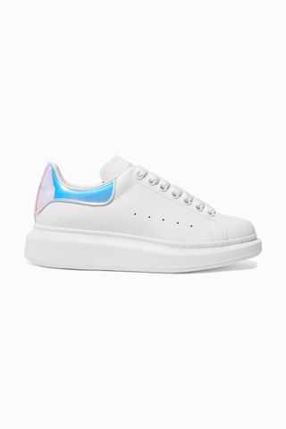 Alexander McQueen + Iridescent-Trimmed Leather Exaggerated-Sole Sneakers