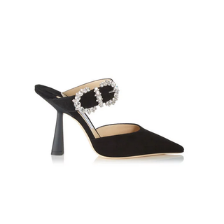 Jimmy Choo + Smokey 100 Black Suede Pumps With Jewelled Buckle