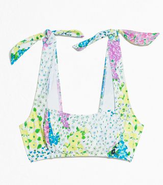 & Other Stories + Square Tie Floral Bikini Top